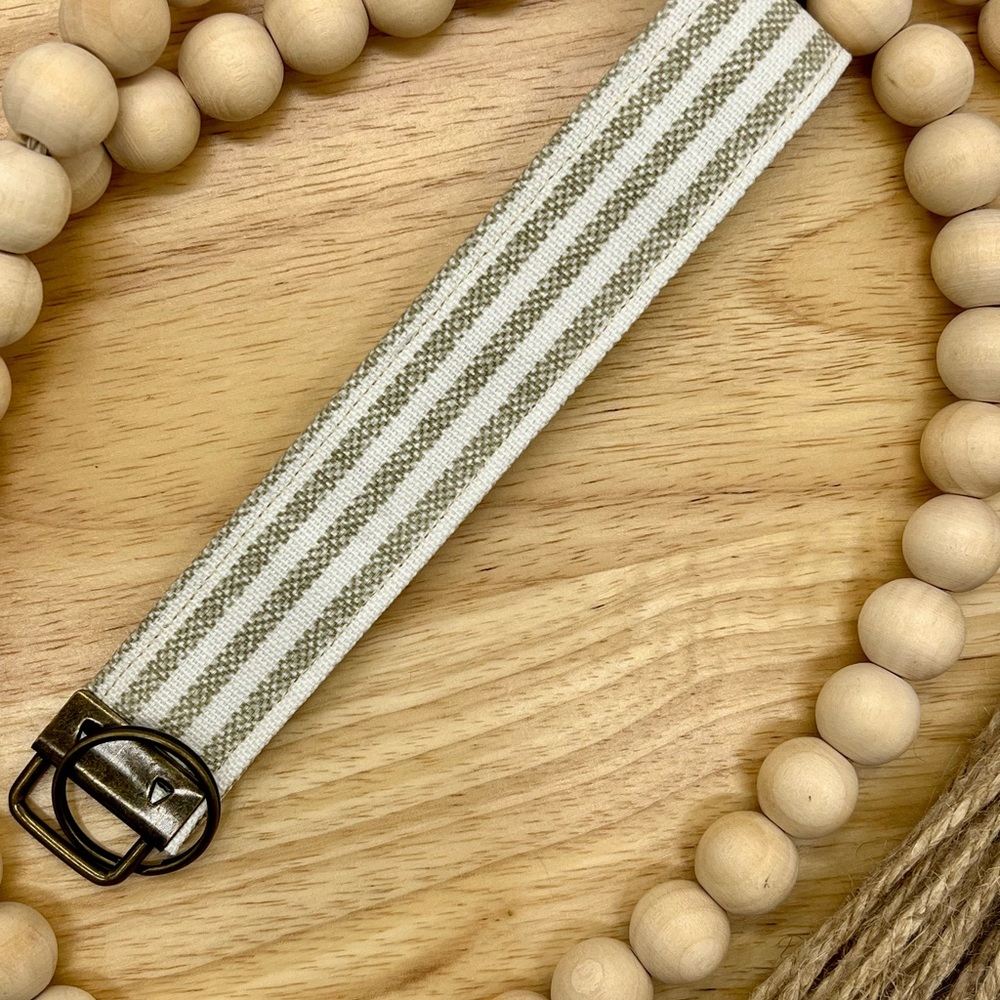 Striped Fabric Wristlet Keychain